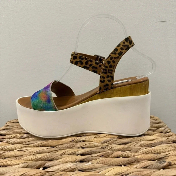 Steve Madden Prestyn Tie Dye & Leopard Platform Sandals 9 - Picture 9 of 9